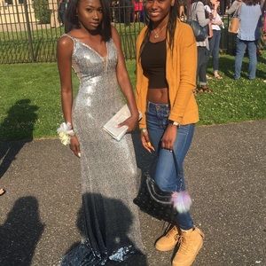 Silver/Gray sequins prom dress